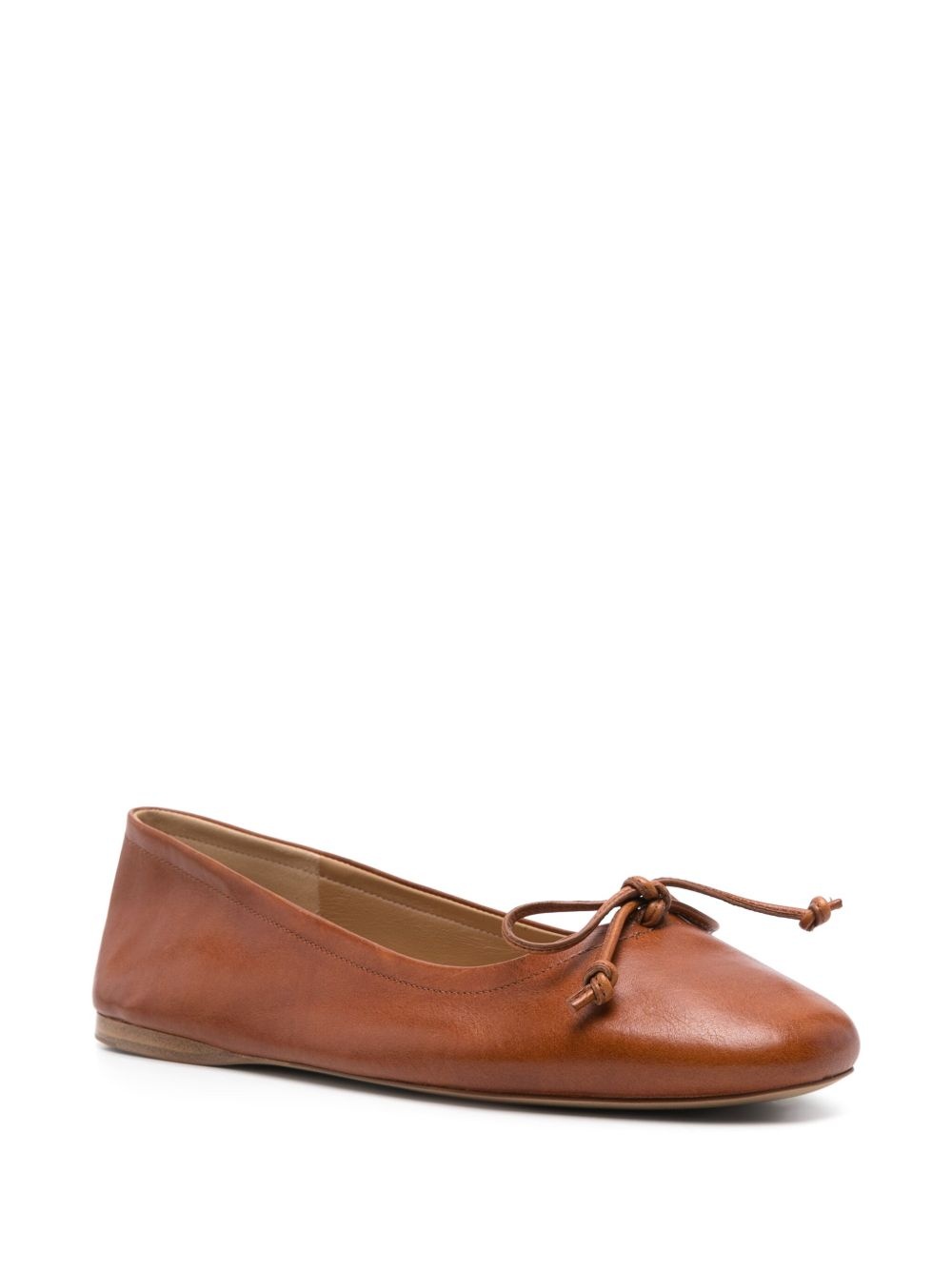 round-toe leather ballerina shoes - 2