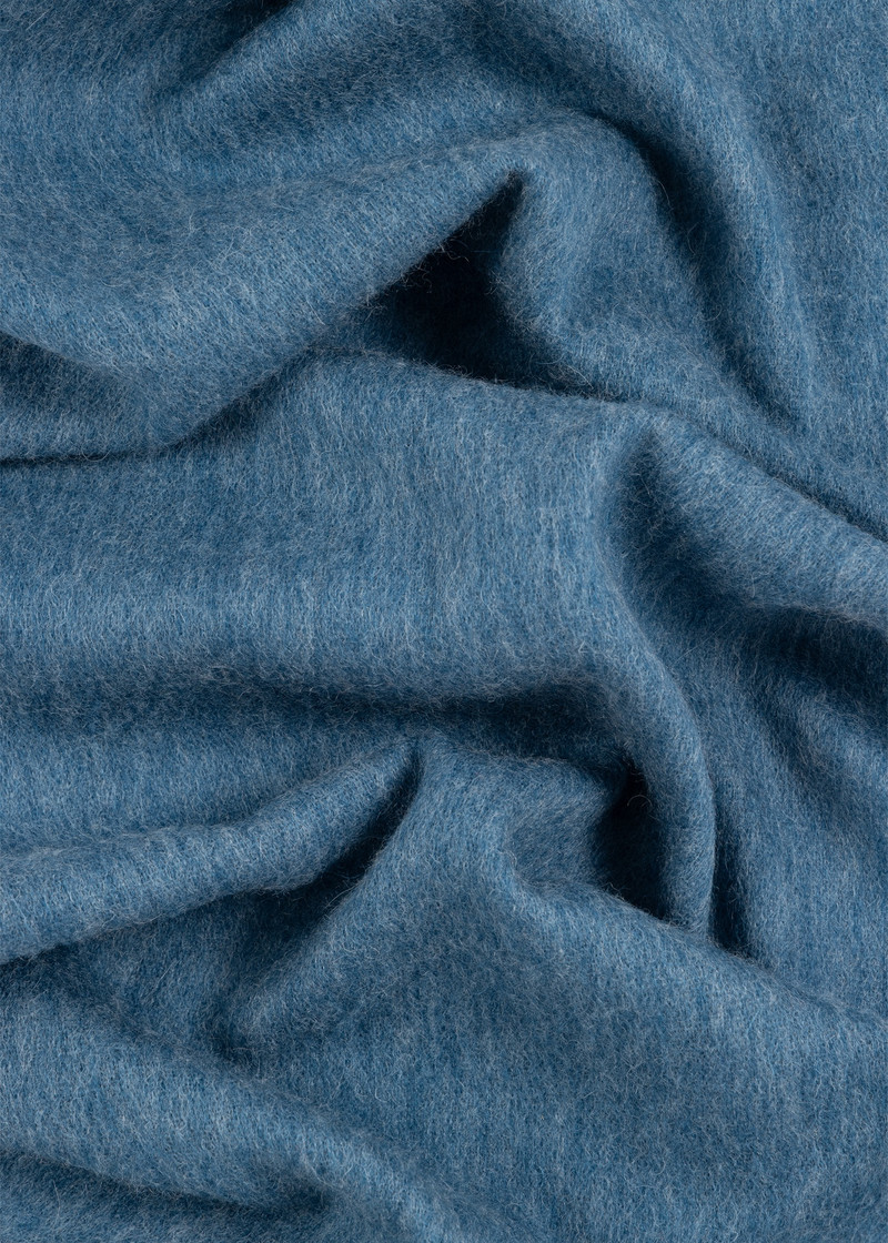 Blue Lambswool Zebra Logo Scarf 3