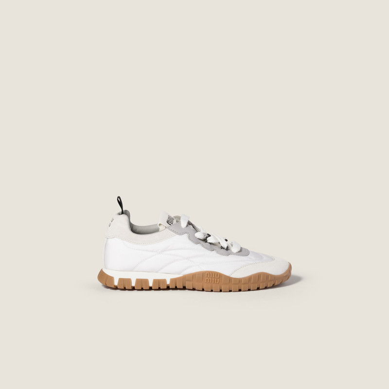Miu Miu Tyre technical fabric and suede sneakers outlook