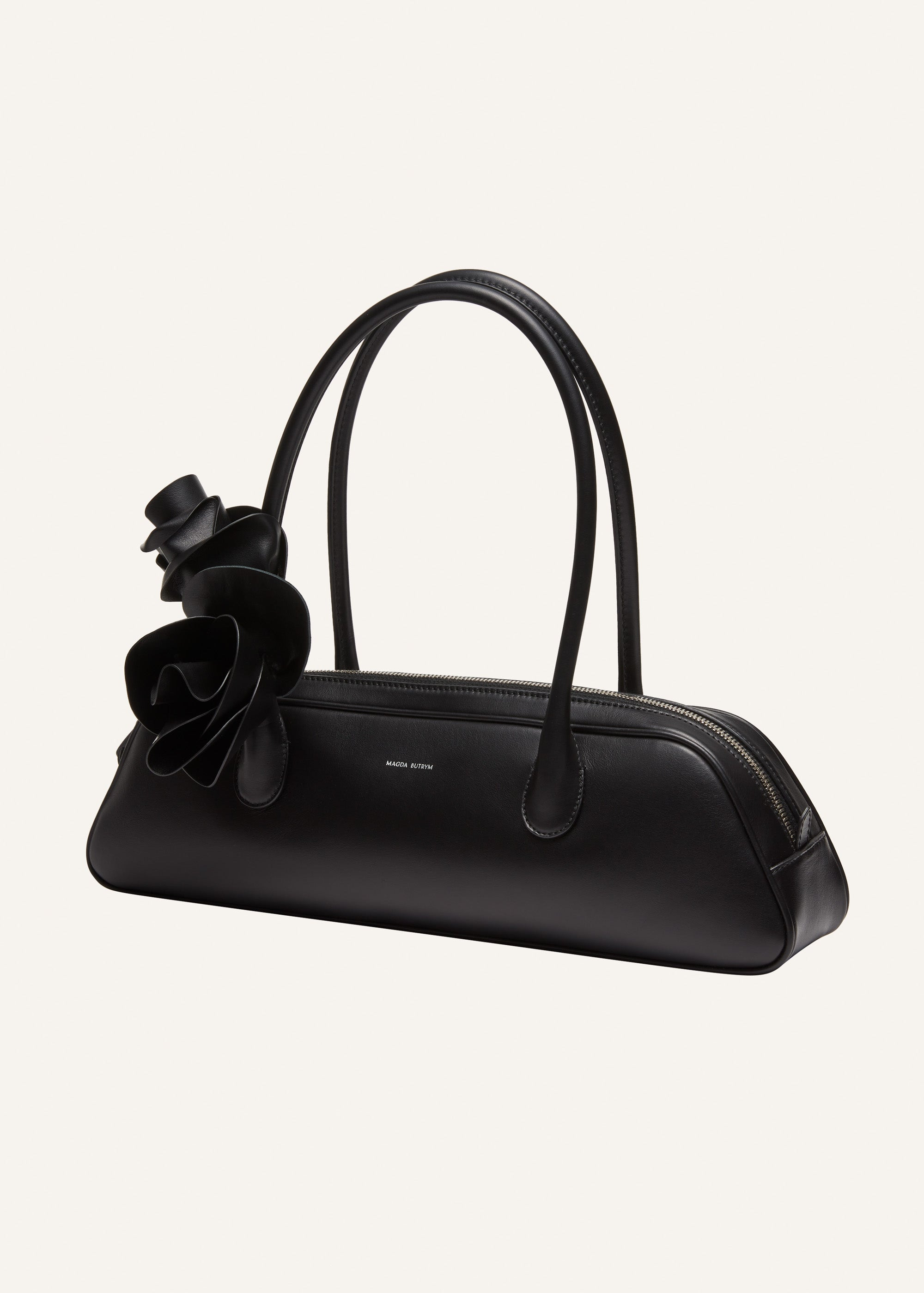 Brigitte trapeze bag in black leather and silver - 2