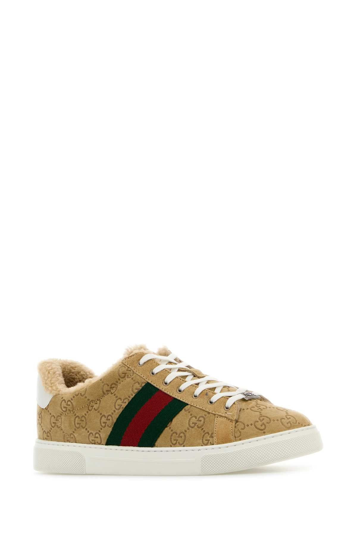 Gucci Men Camel Suede Ace Sneakers - 2