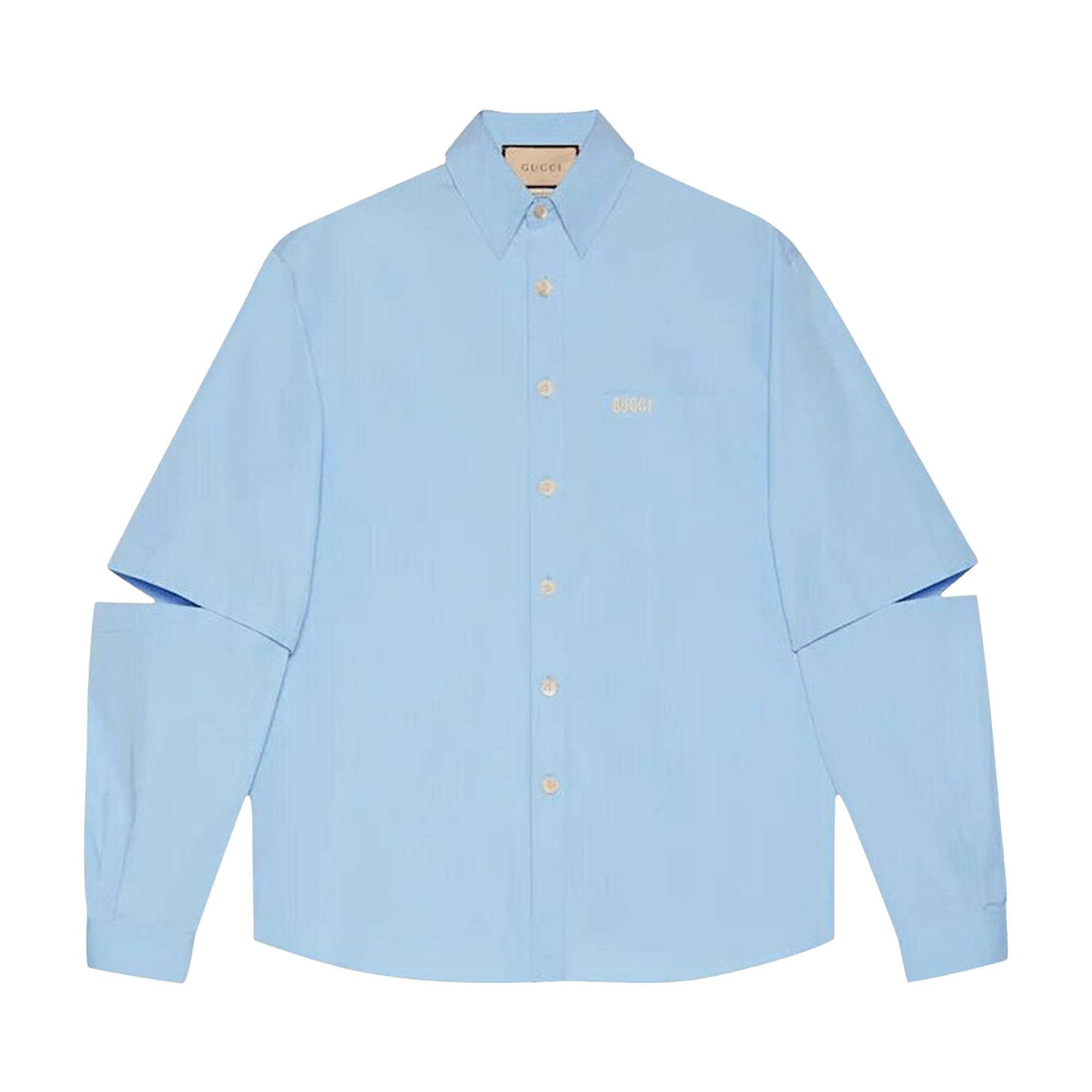 Gucci Embroidery Poplin Shirt 'Sky Blue' - 1
