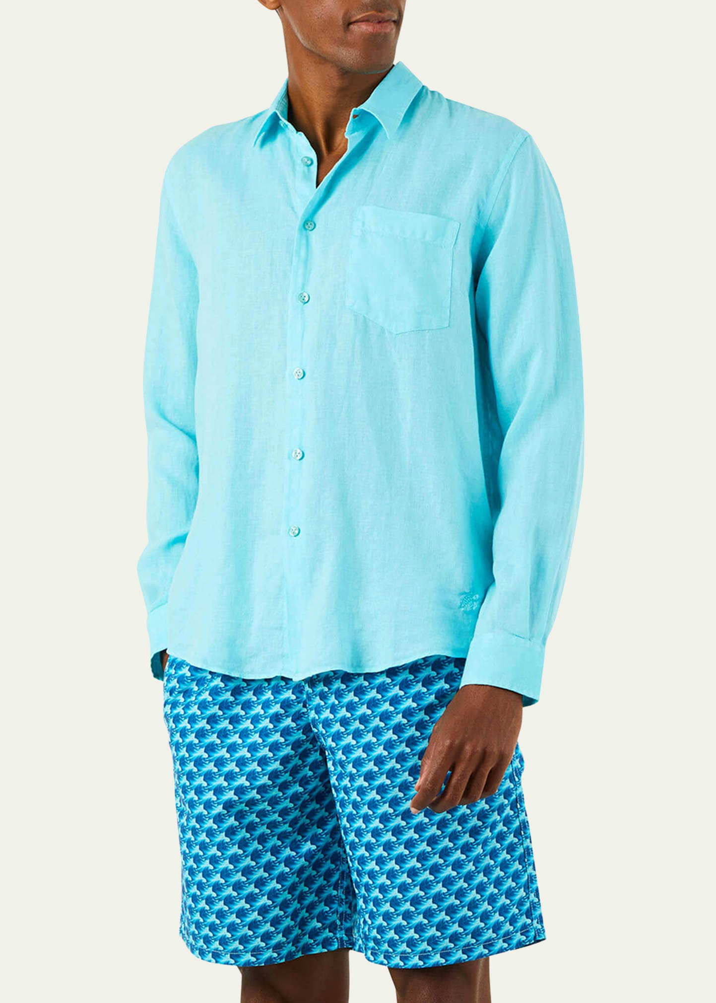 Men's Caroubis Solid Linen Sport Shirt - 2