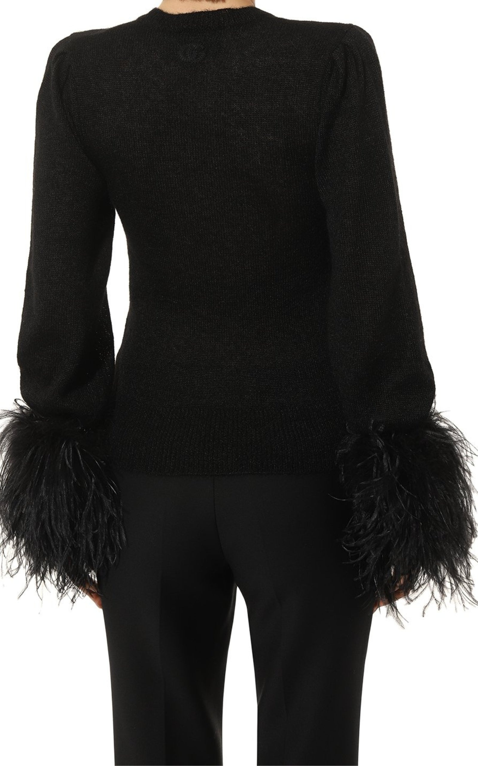 Feather Cuff Crew Sweater - 4