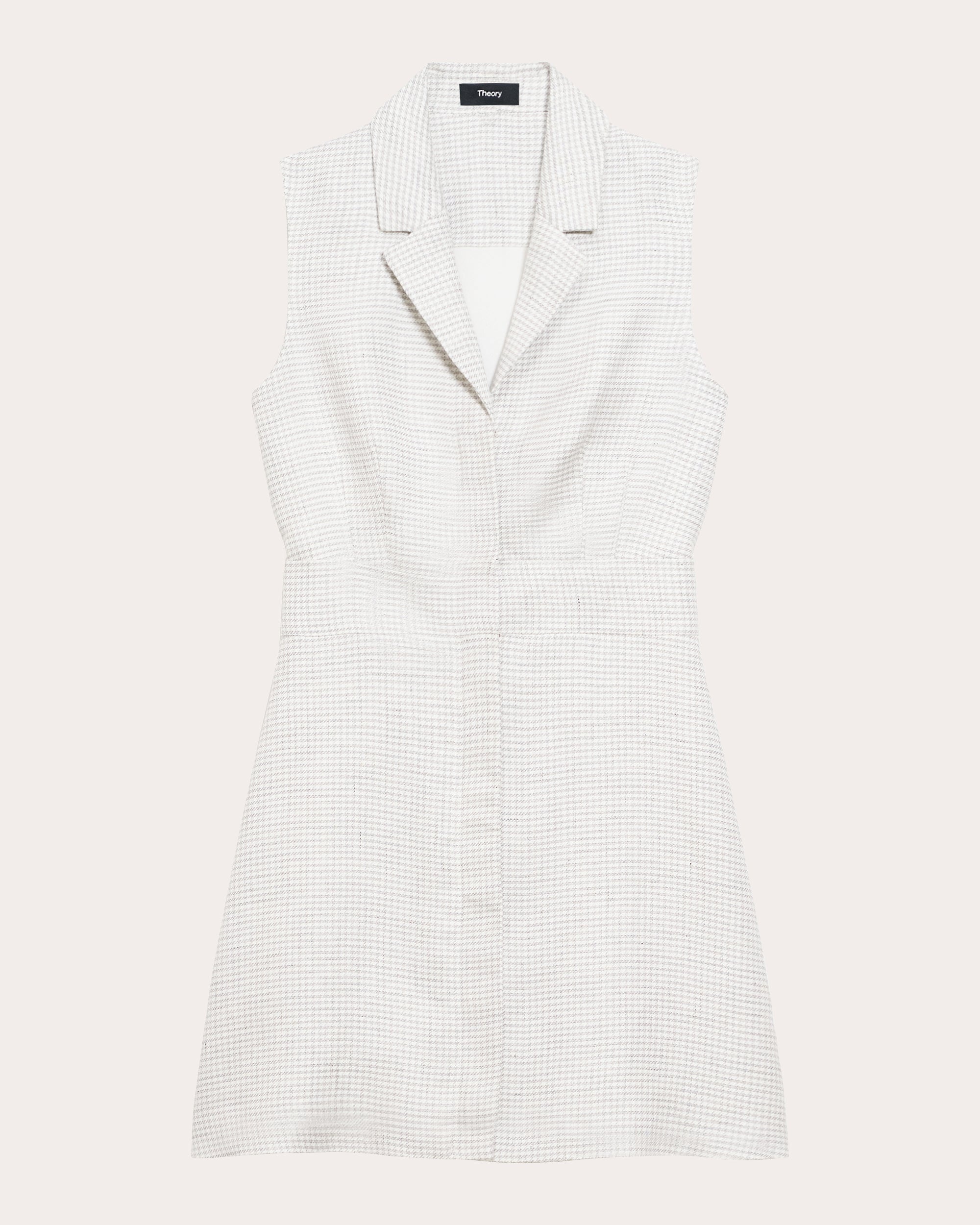 Houndstooth Linen Collared Mini Dress - 1