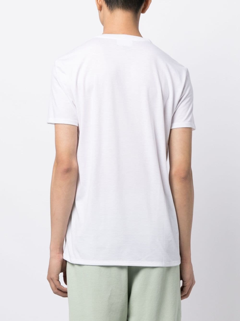 logo-patch V-neck cotton T-shirt - 4