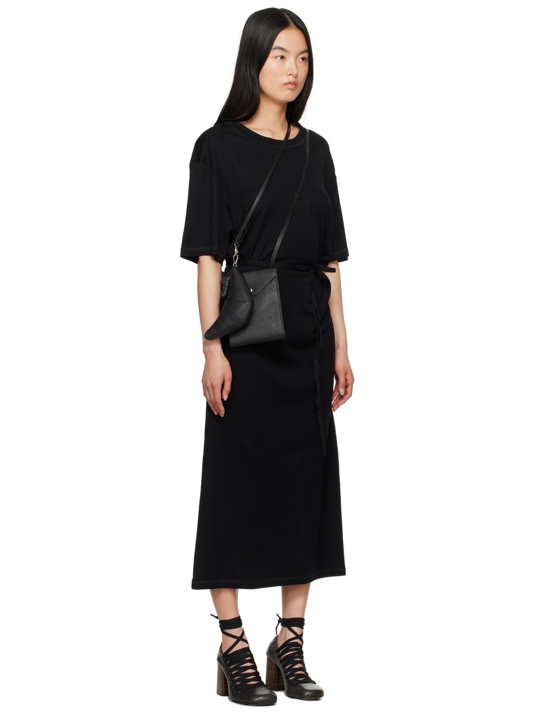 Black Belted Midi Dress - 2