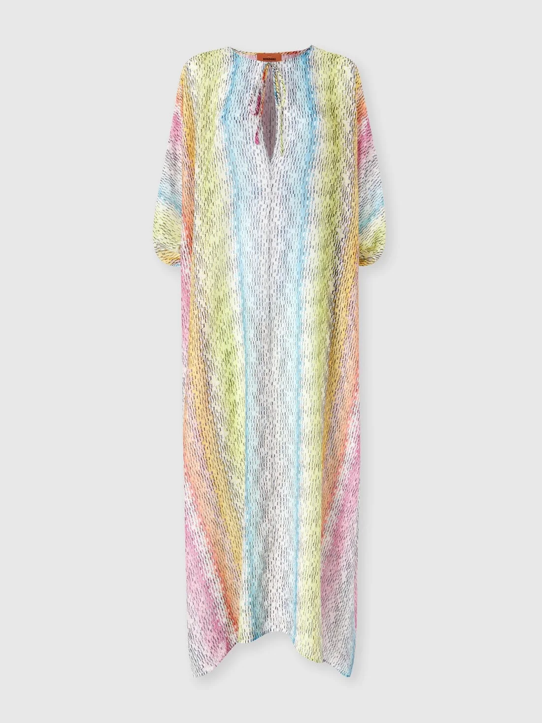 Long kaftan in printed cotton and silk blend - 1