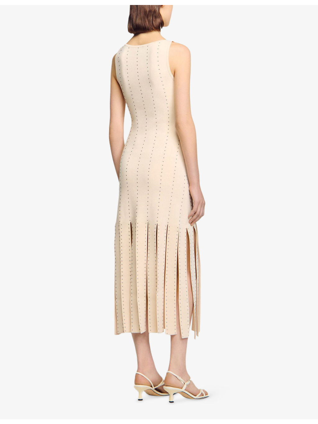 Stud-Embellished Fringed-Hem Stretch-Woven Maxi Dress - 4
