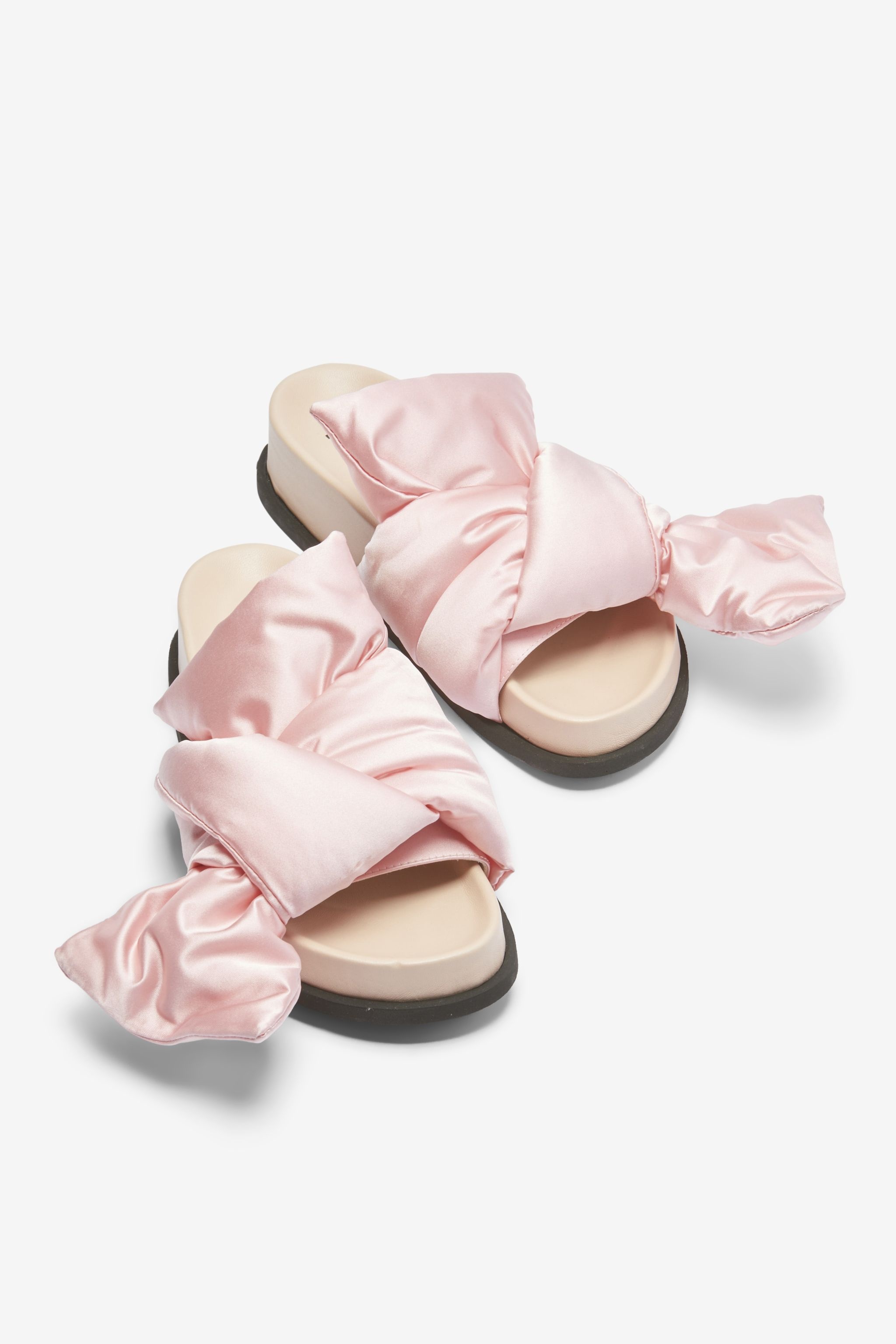 BOW SATIN SANDALS - 4