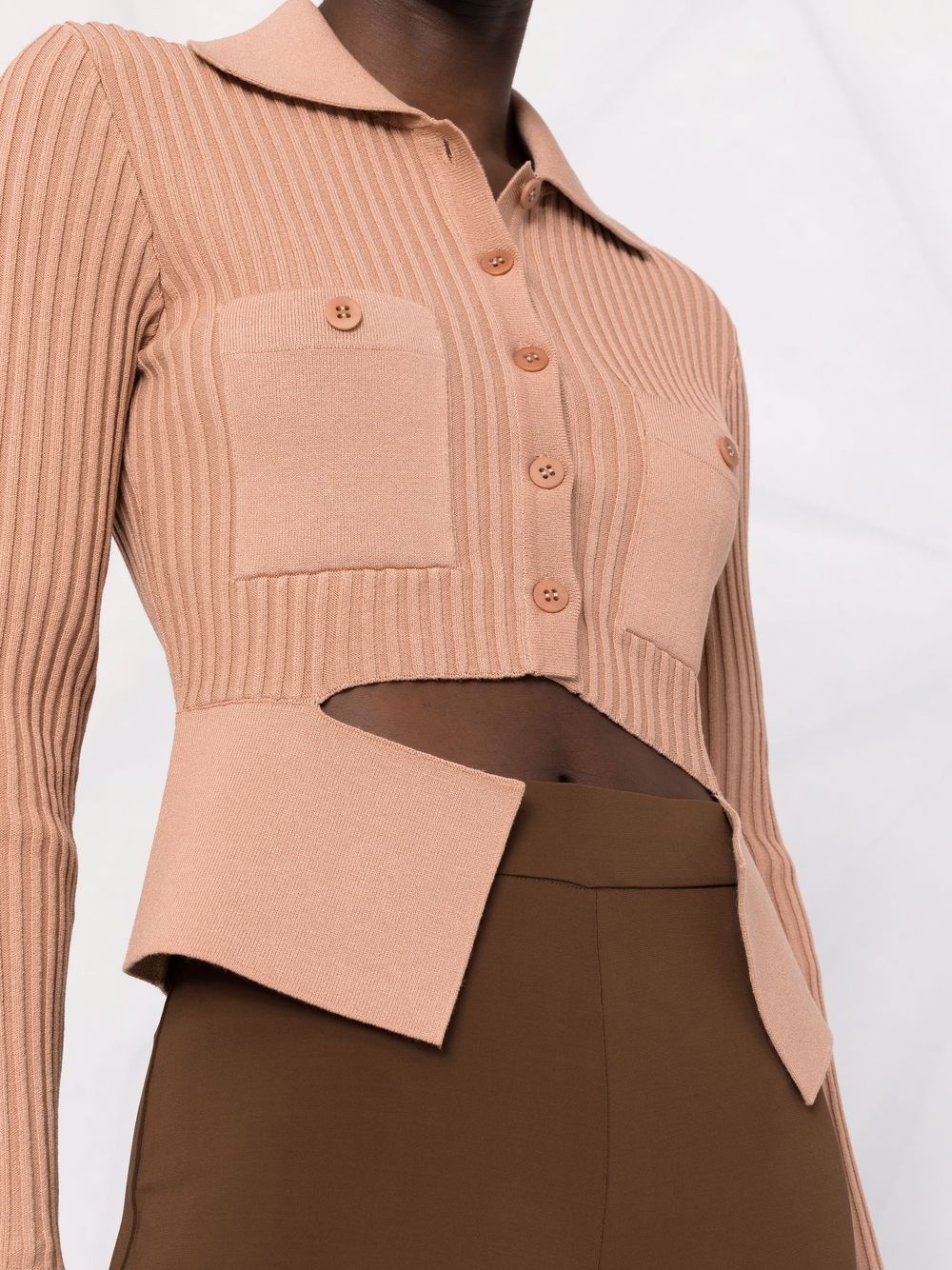 ribbed buttoned-up knitted top - 5