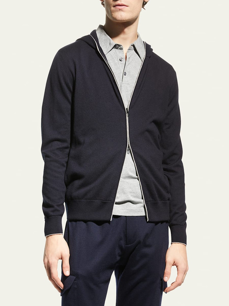 Loro Piana Cashmere-Cotton Zip-Front Hoodie outlook