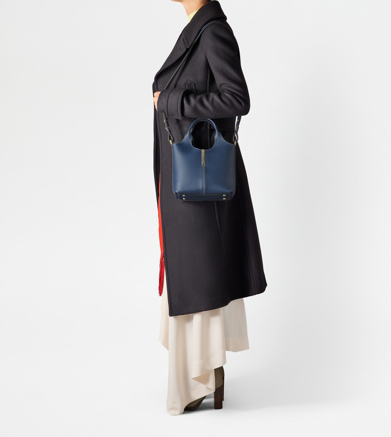 TOTE SHOPPING BAG IN LEATHER MINI - BLUE 8