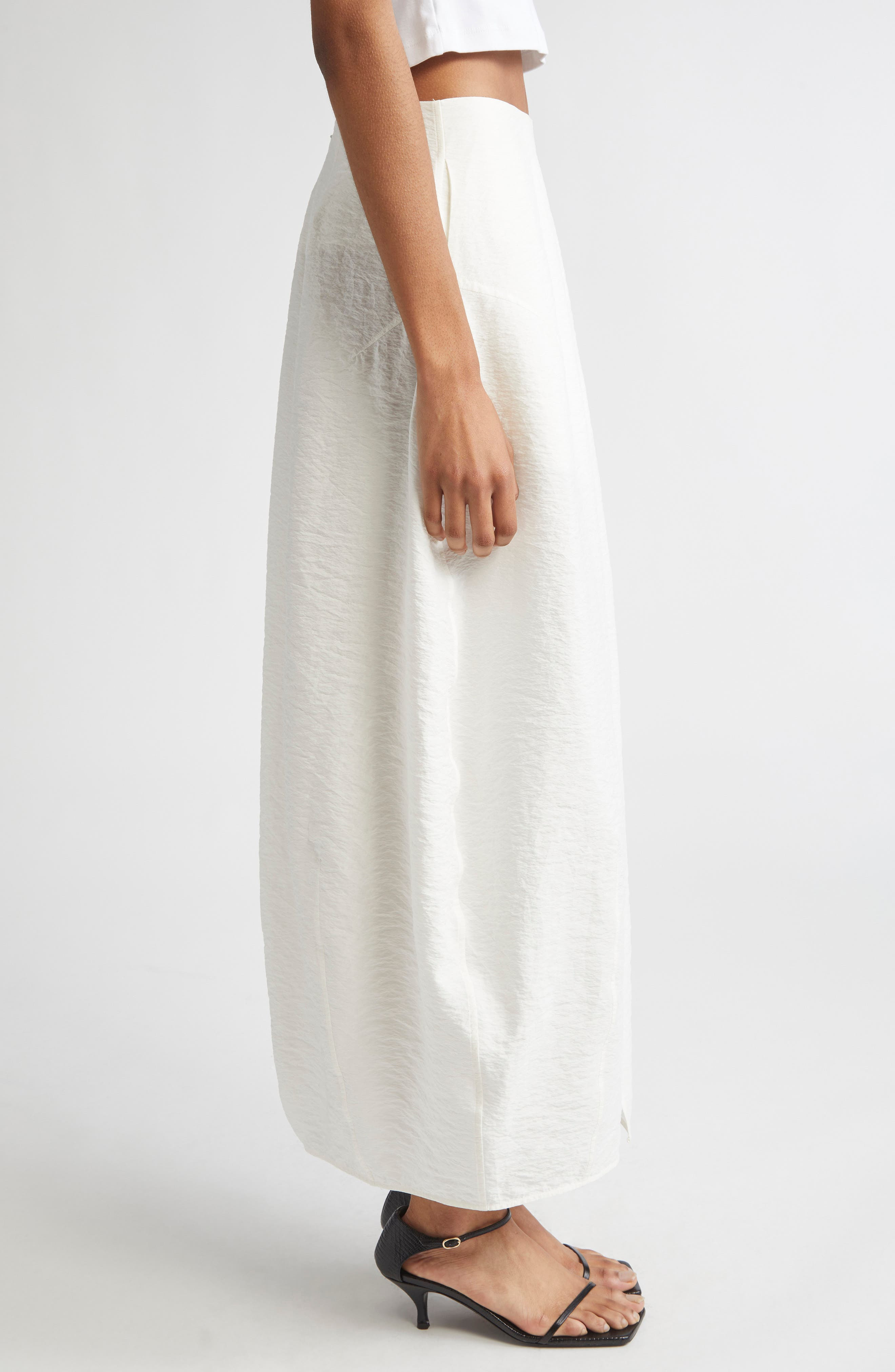 TOTEME Semisheer Silk Blend Parachute Maxi Skirt in White at Nordstrom - 4