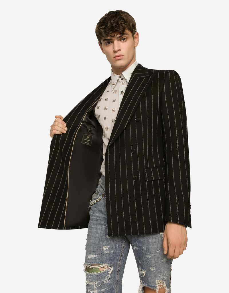 Double-breasted jacket in pinstripe stretch wool 5