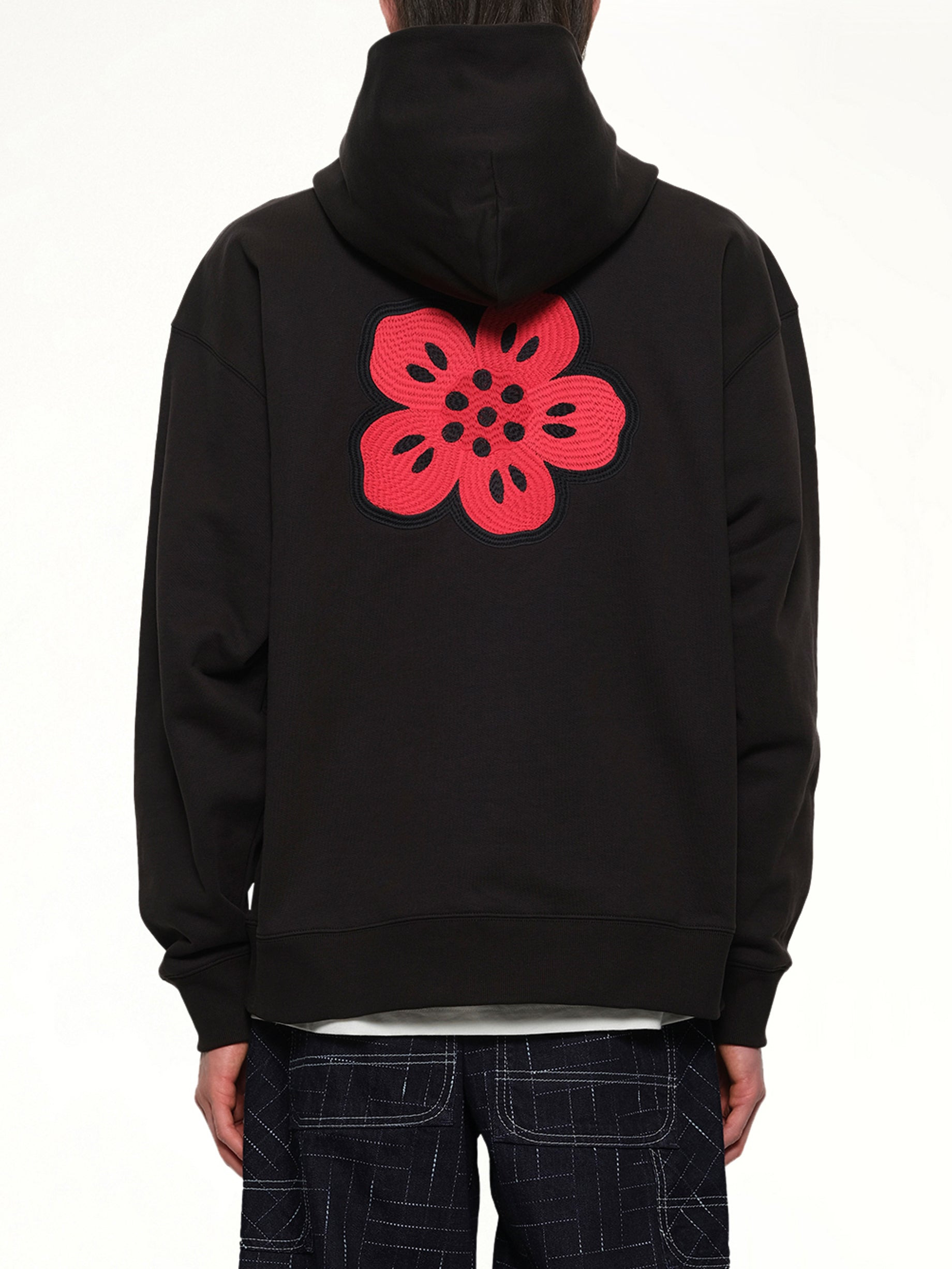 Gots Boke Flower Embroidered Oversize Hoodie in Black - 5