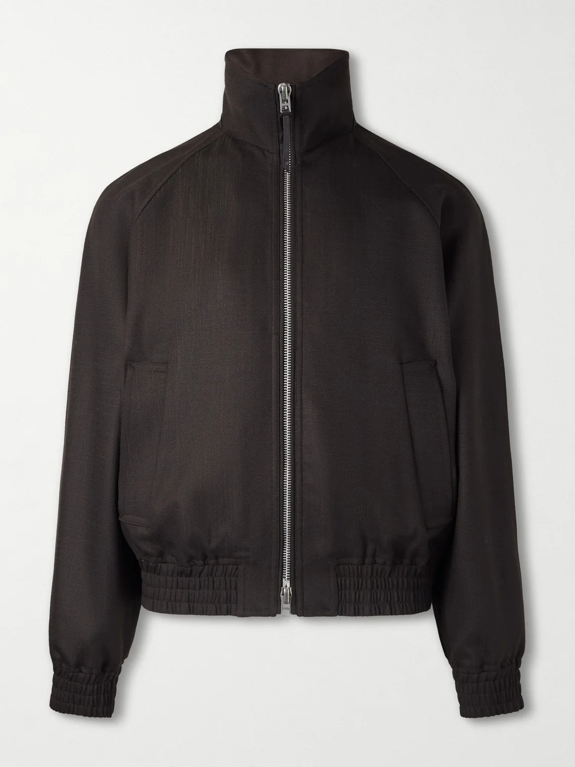 Leather-Trimmed Wool and Silk-Blend Jacket - 1