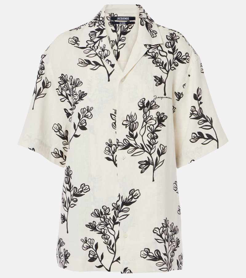 Jean floral linen bowling shirt - 1