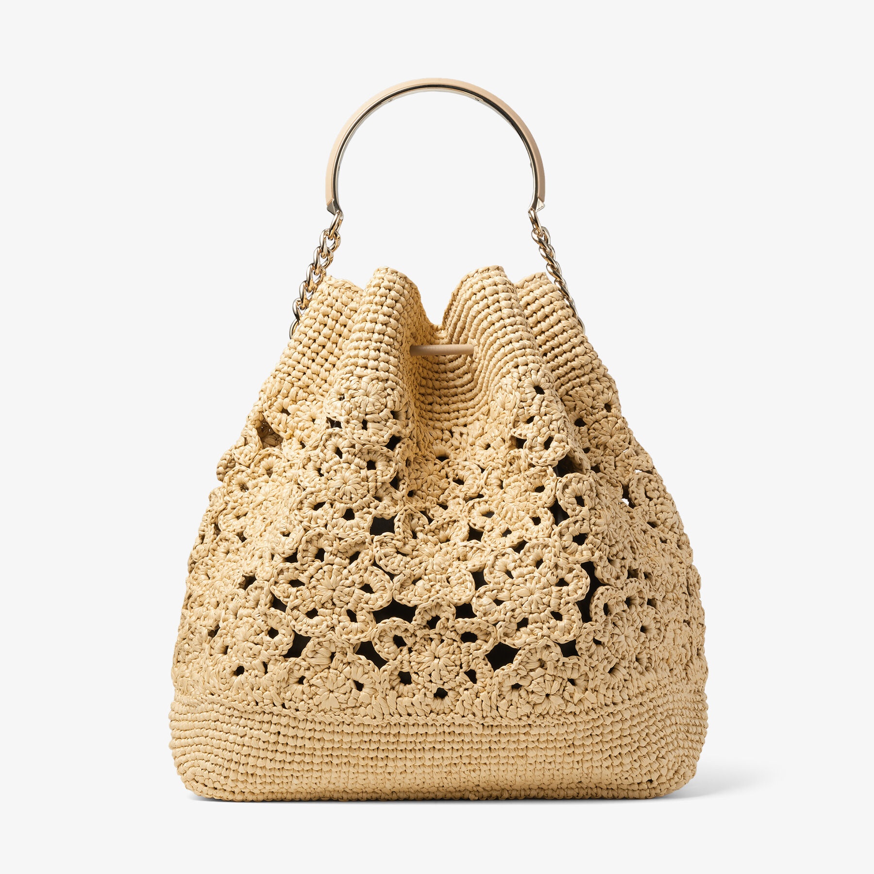 Bon Bon Bucket Maxi
Natural Floral Crochet and Smooth Leather Bucket Bag - 8