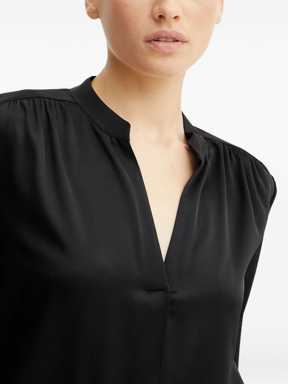 pleated V-neck top - 4