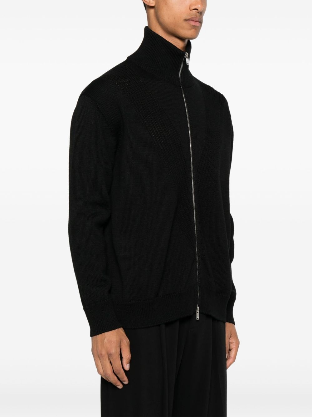 zip-up wool cardigan - 3