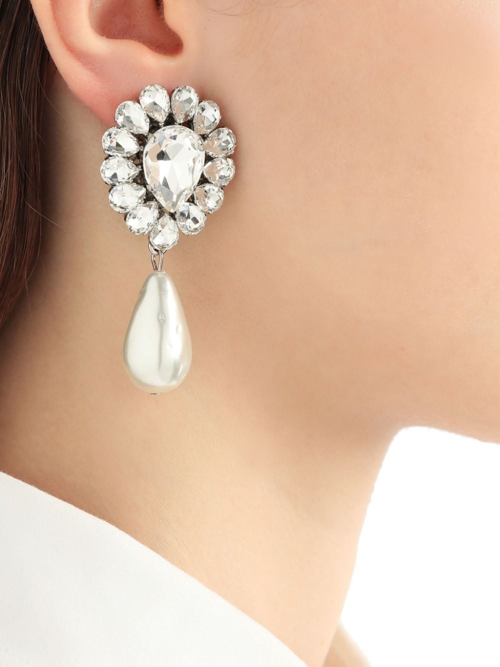 crystal-embellished pearl earrings - 6