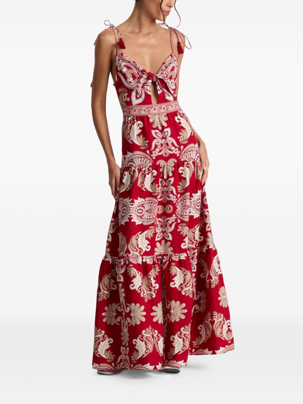 tassel-details paisley-print maxi day dress - 3