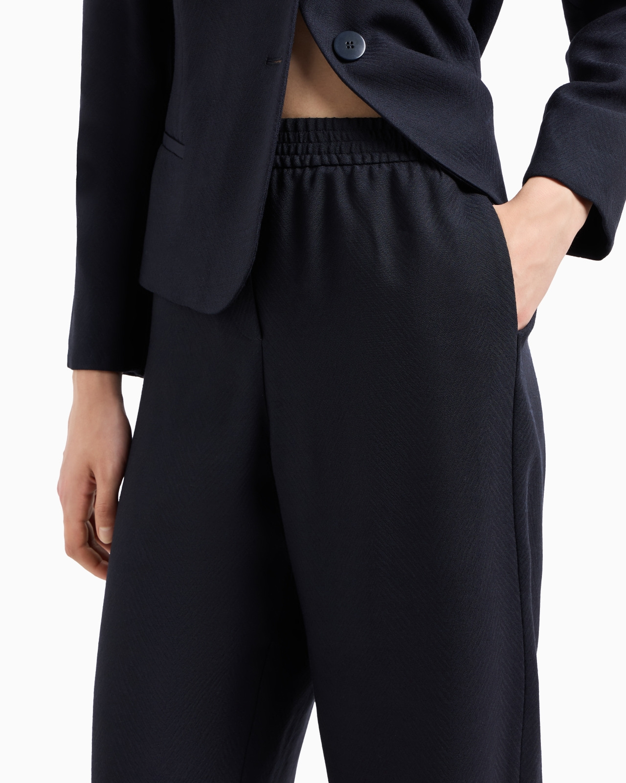 Icon chevron virgin wool blend trousers with an elasticated waist - 5