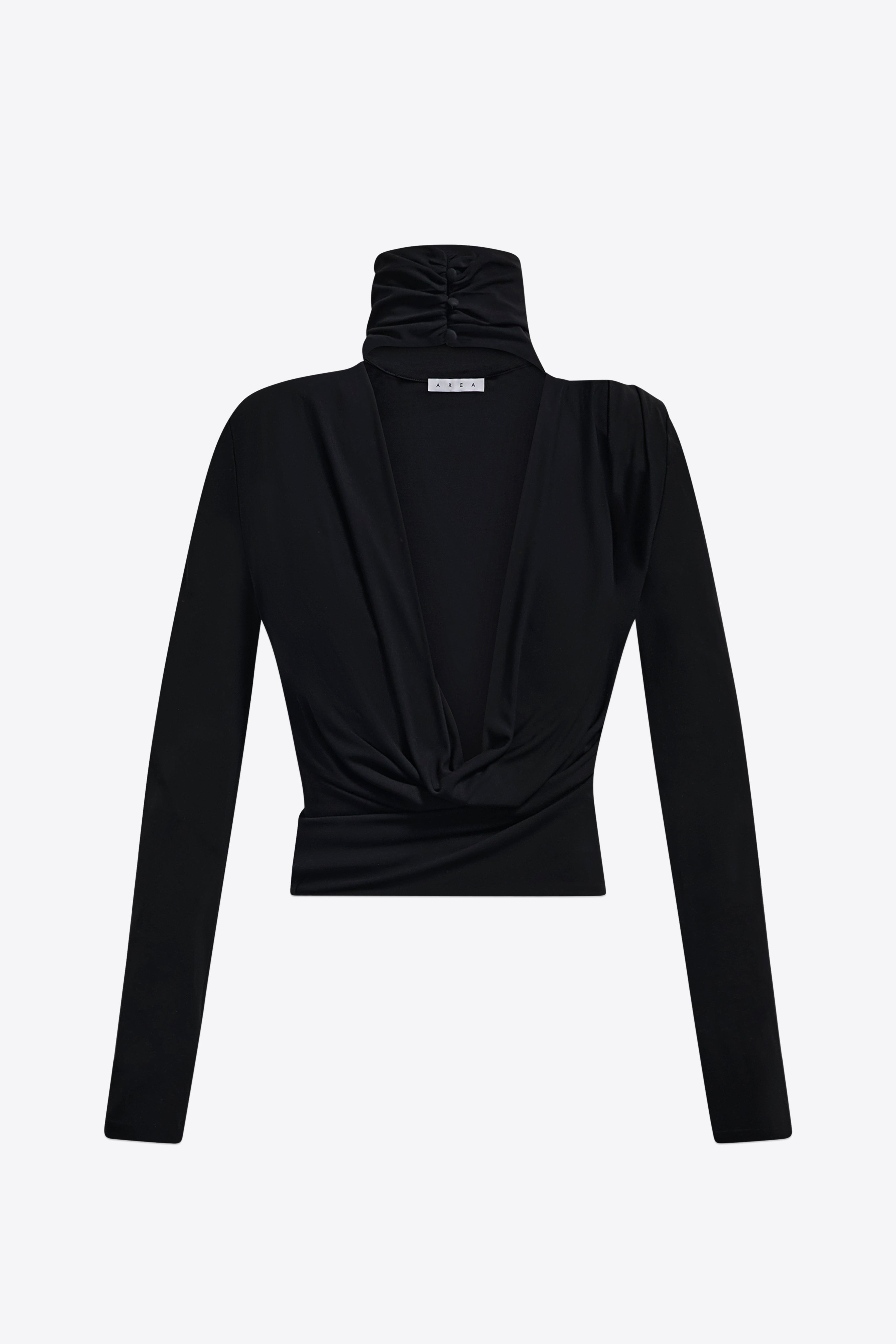 CRYSTAL CLUSTER DRAPED LONG SLEEVE OPEN BACK TOP - 2