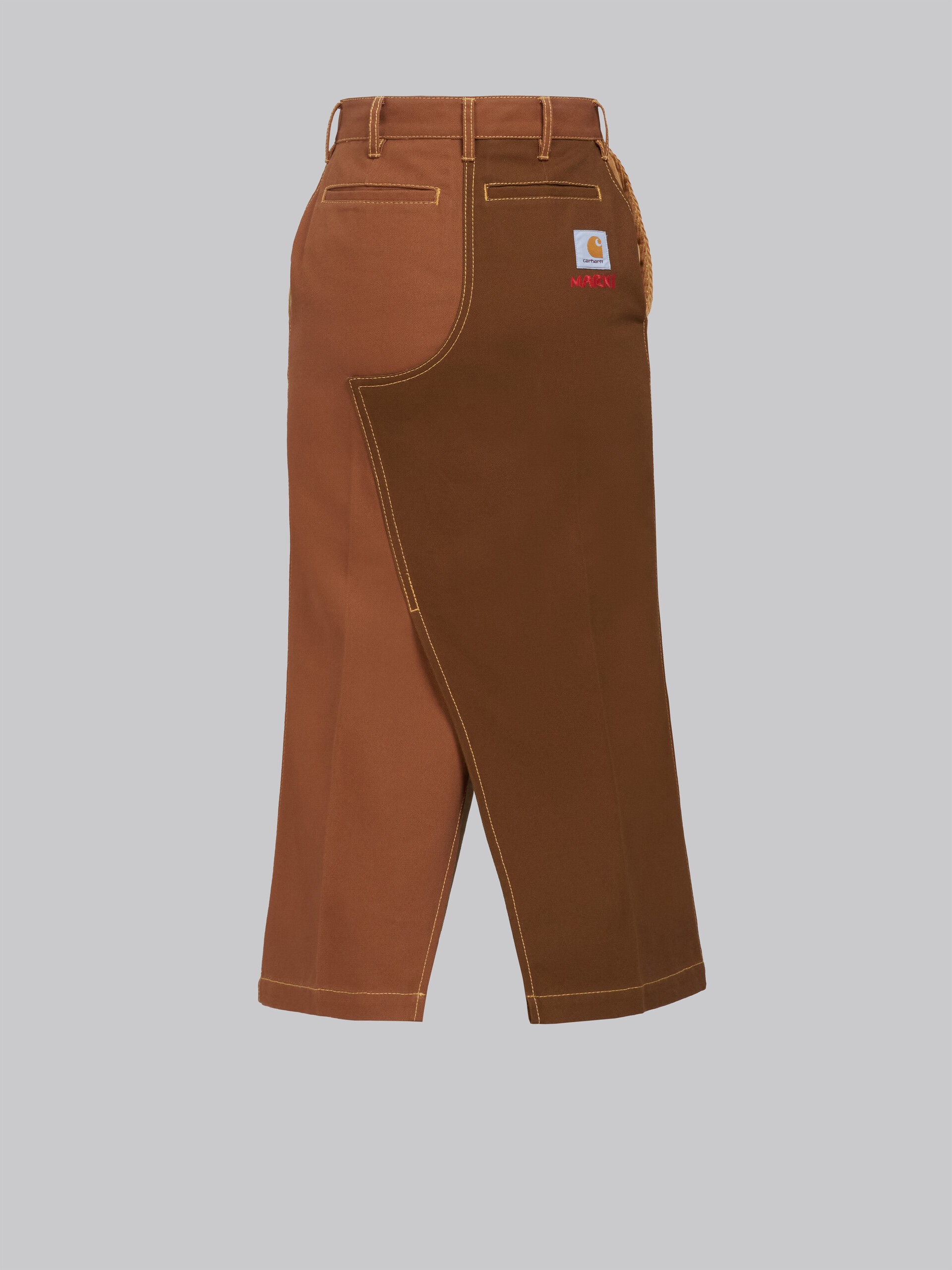 MARNI X CARHARTT WIP - BROWN COLOUR-BLOCK SKIRT - 2