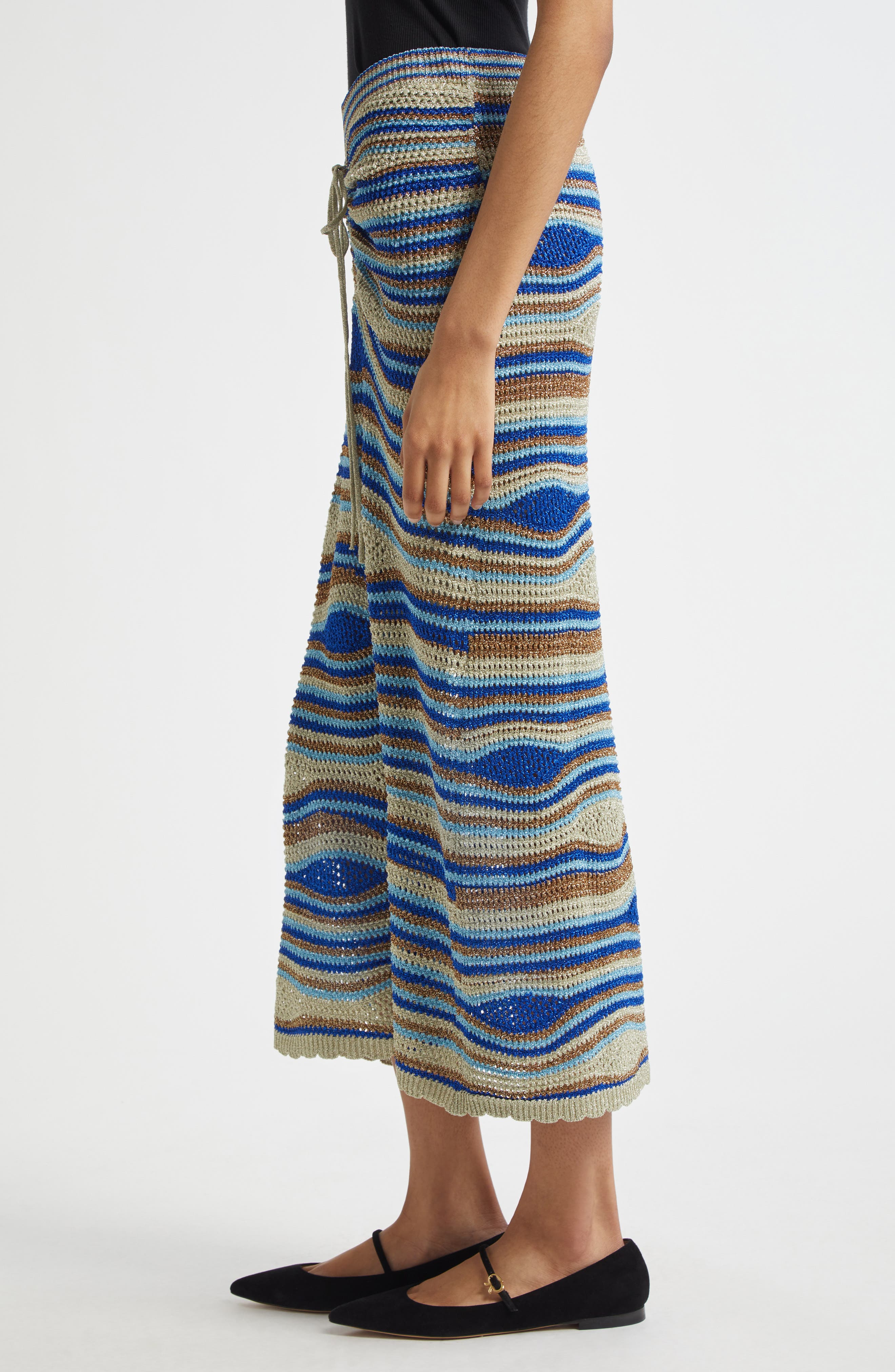 FARM Rio Mixed Waves Striped Maxi Skirt in Blue Multi at Nordstrom - 3