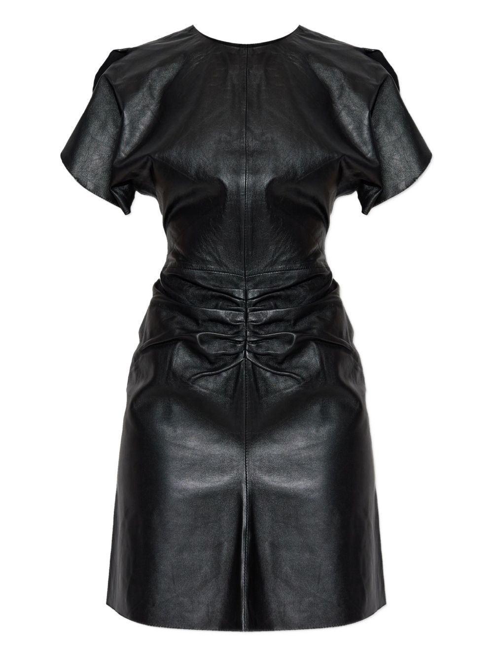 ruched leather mini dress - 1