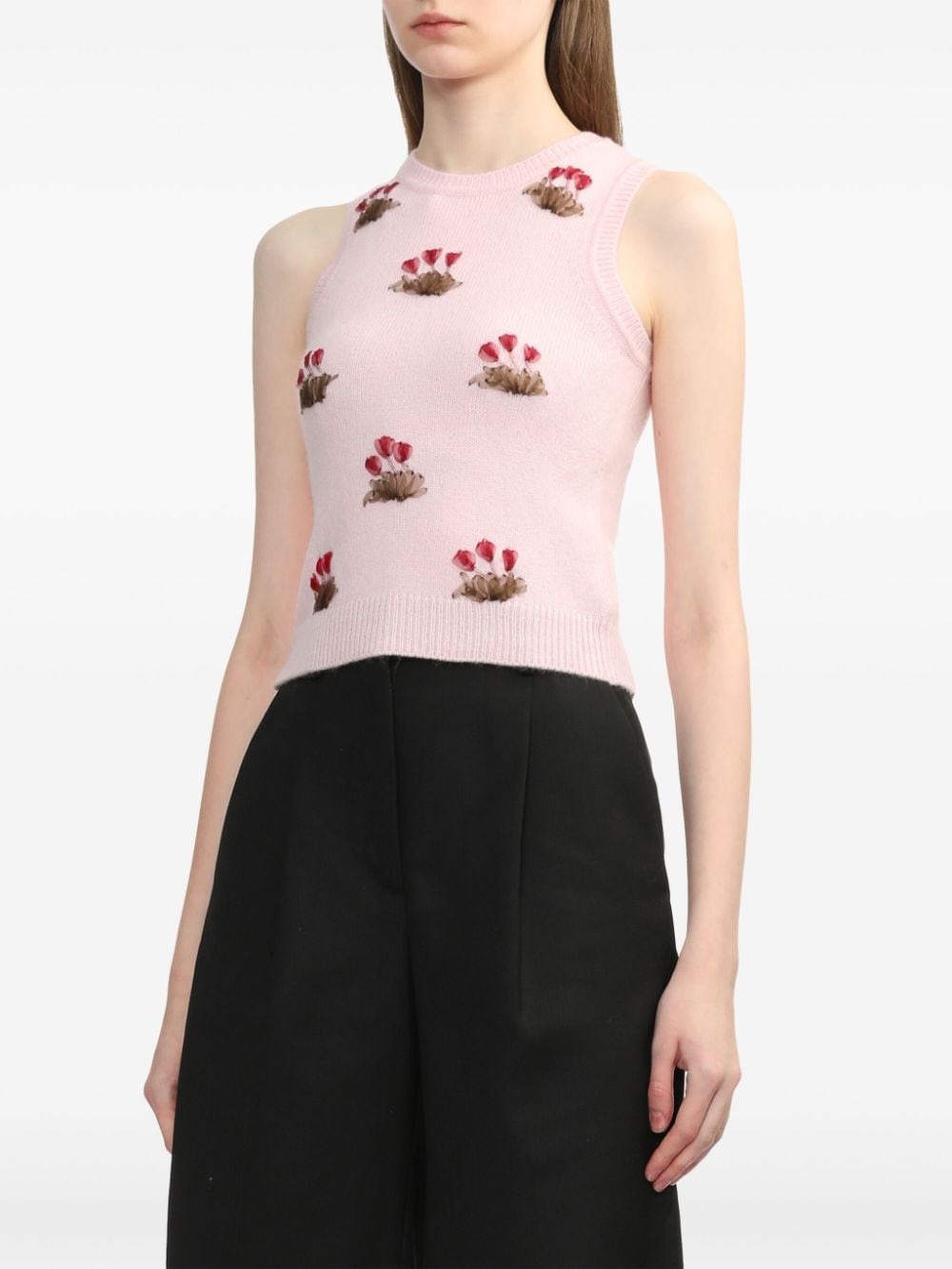 floral-appliqué vest - 3