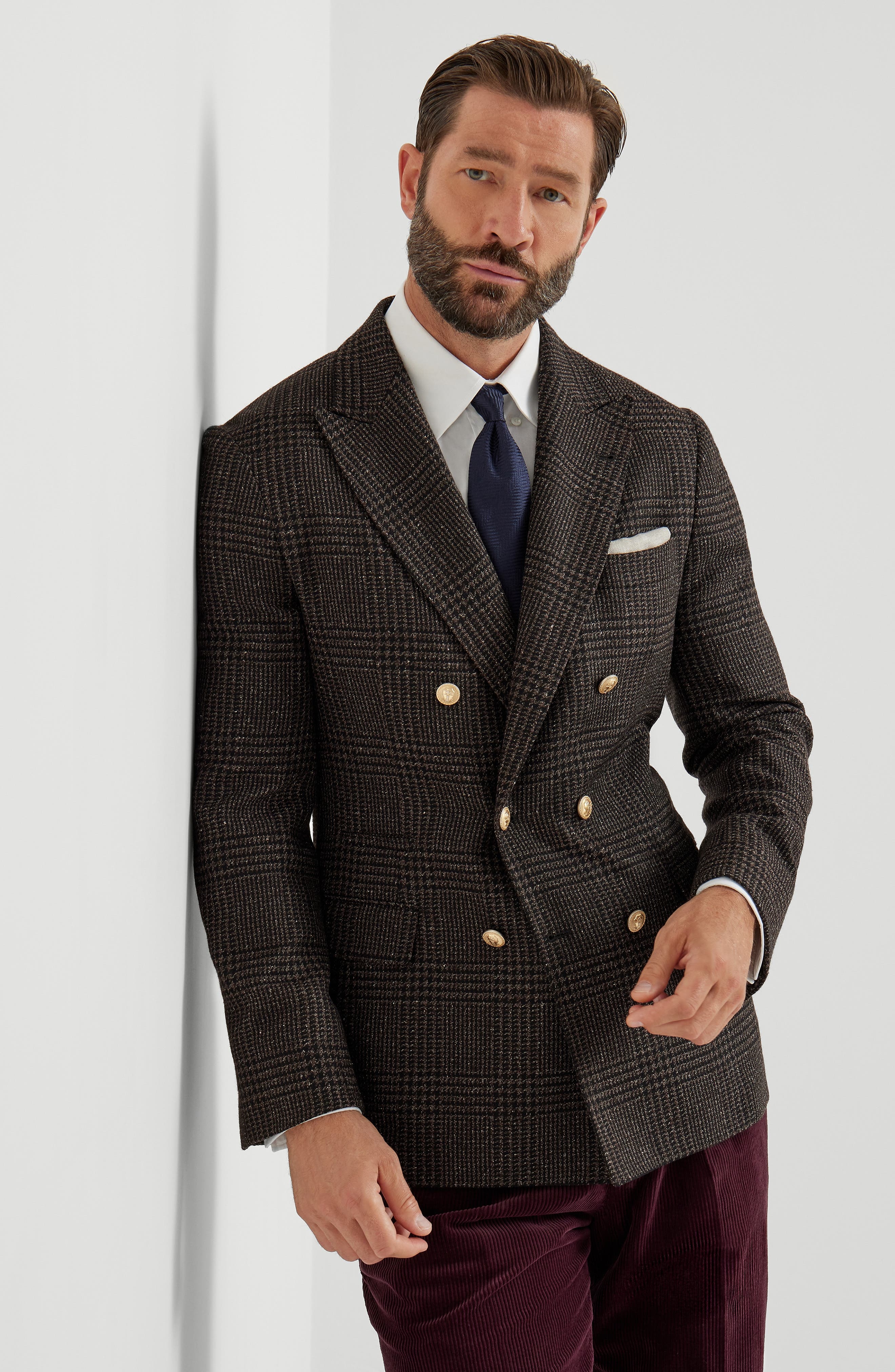 Brunello Cucinelli Prince of Wales deconstructed blazer in Brown at Nordstrom - 5