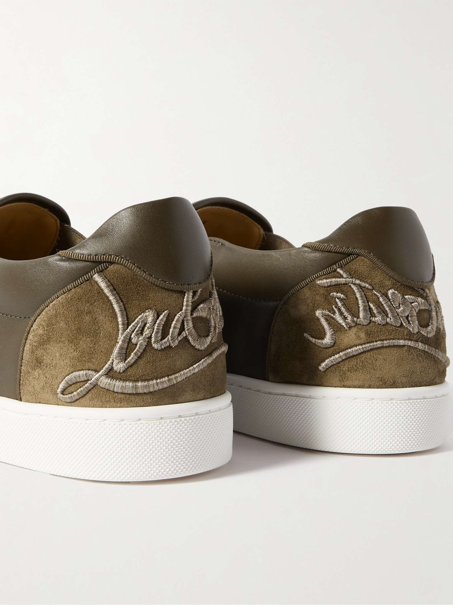 Fun Sailor Leather-Trimmed Perforated Suede Slip-On Sneakers - 6
