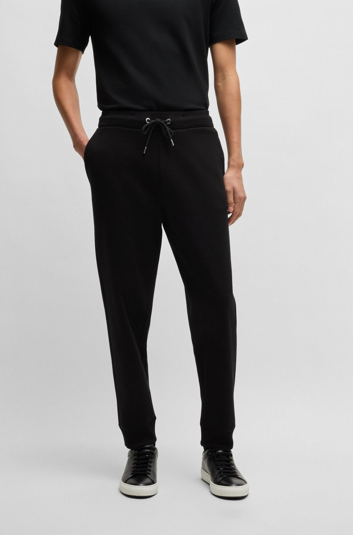 MERCERIZED-COTTON TRACKSUIT BOTTOMS WITH STRIPE WAISTBAND - 2