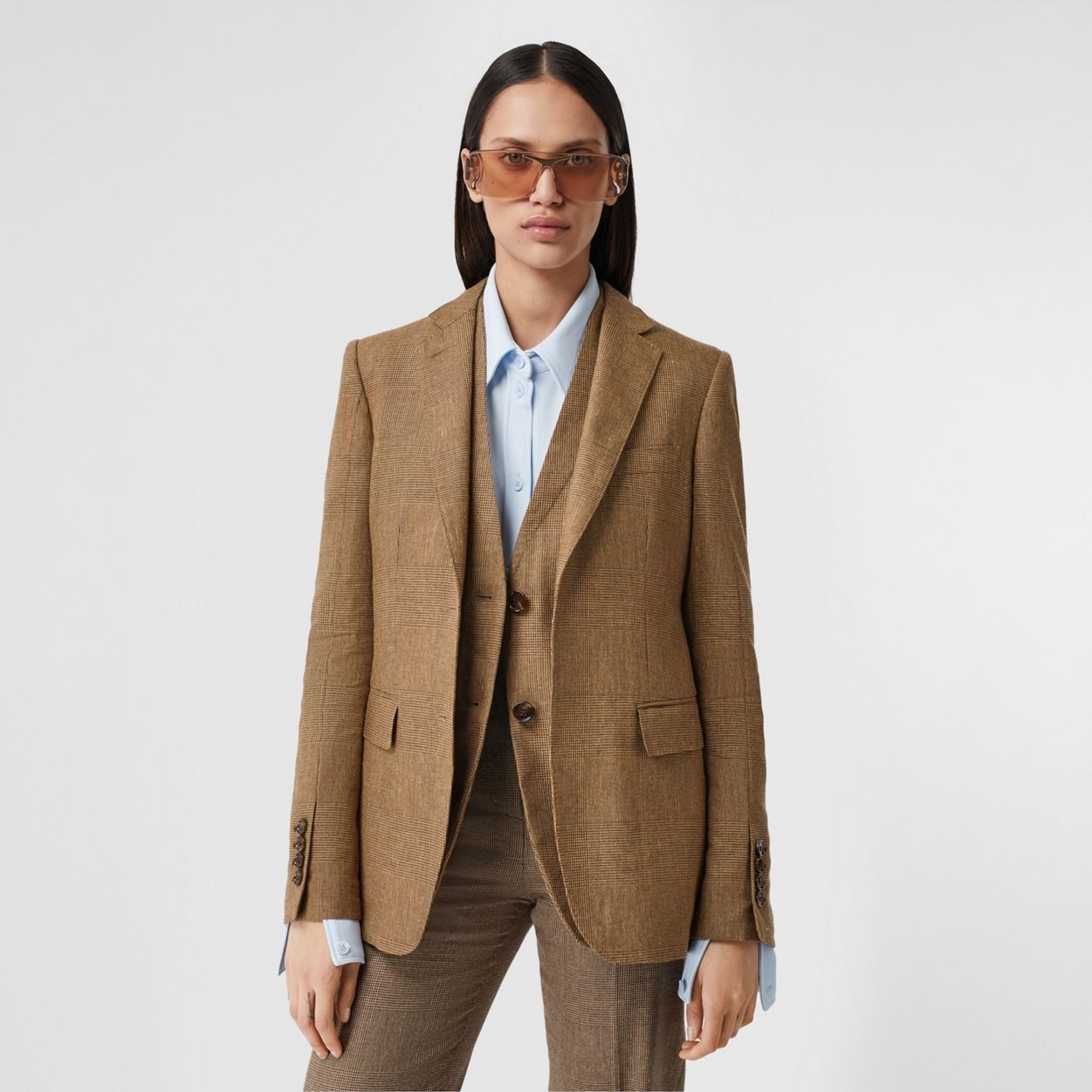 Linen Wool Cashmere Reconstructed Tailored Jacket - 6