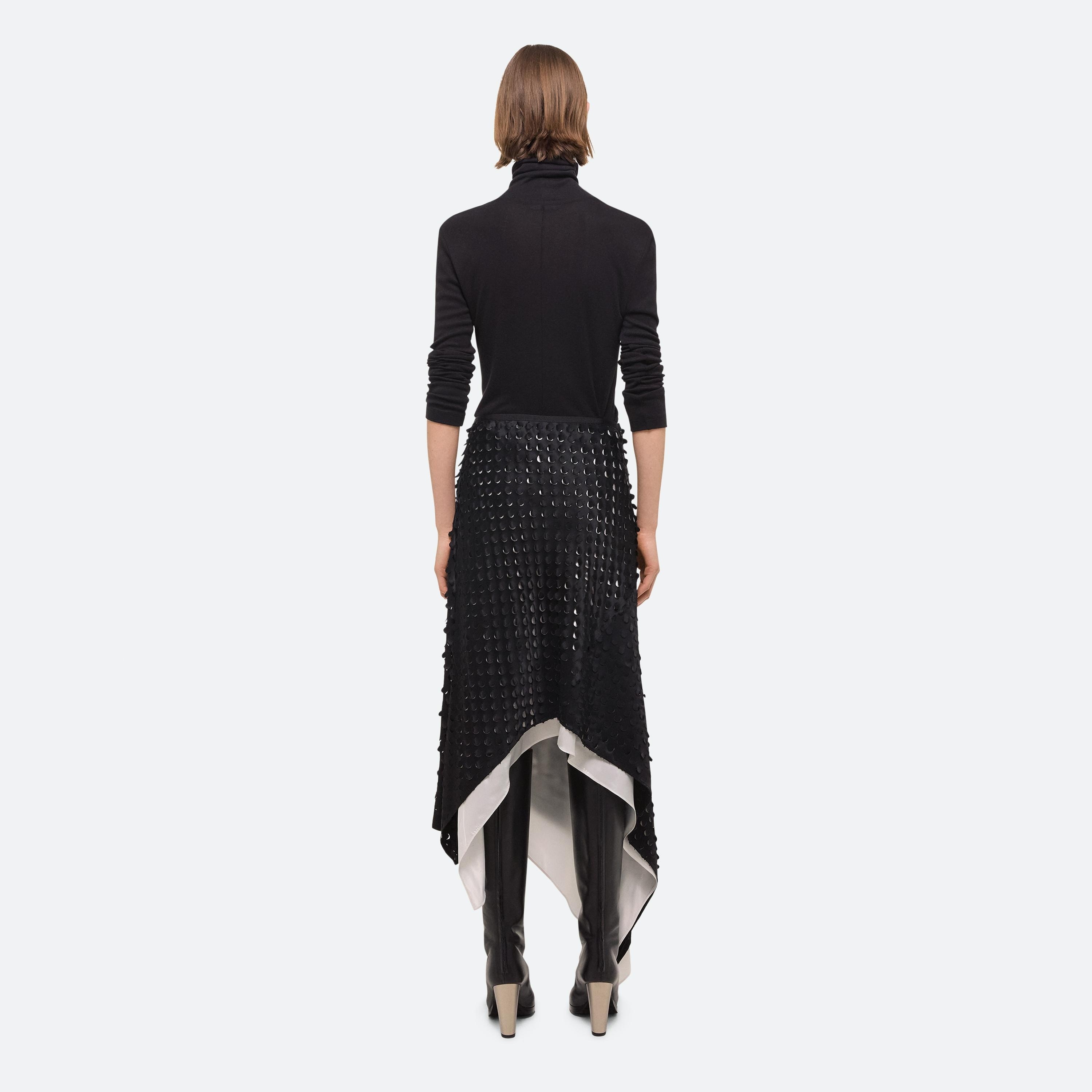 HOLE-PUNCHED SCARF HEM SKIRT - 4
