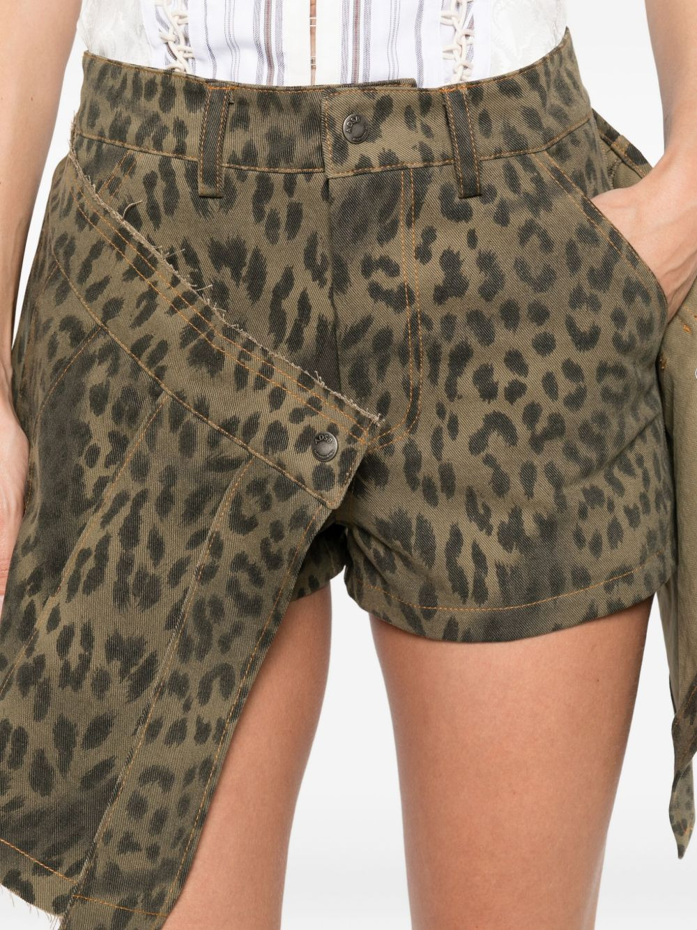 leopard-print pleated wrap skort - 5