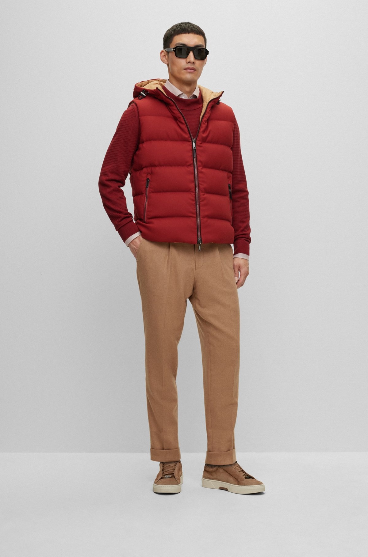 WOOL-BLEND HOODED GILET WITH DOWN FILLING - 3