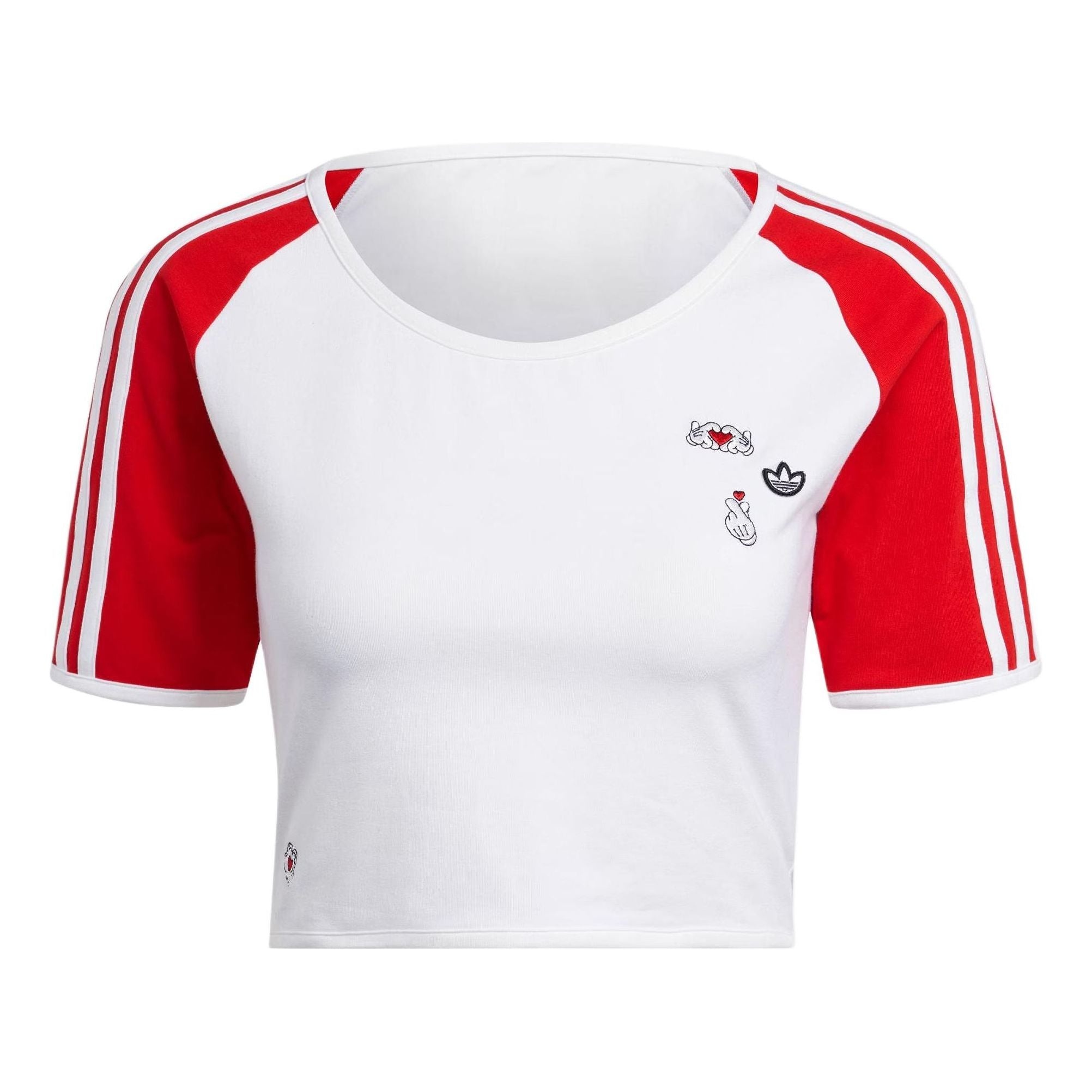 (WMNS) adidas Originals x Mickey Mouse 3-Stripes Icon For Her Baby T-Shirt 'White Red' IY2268 - 1