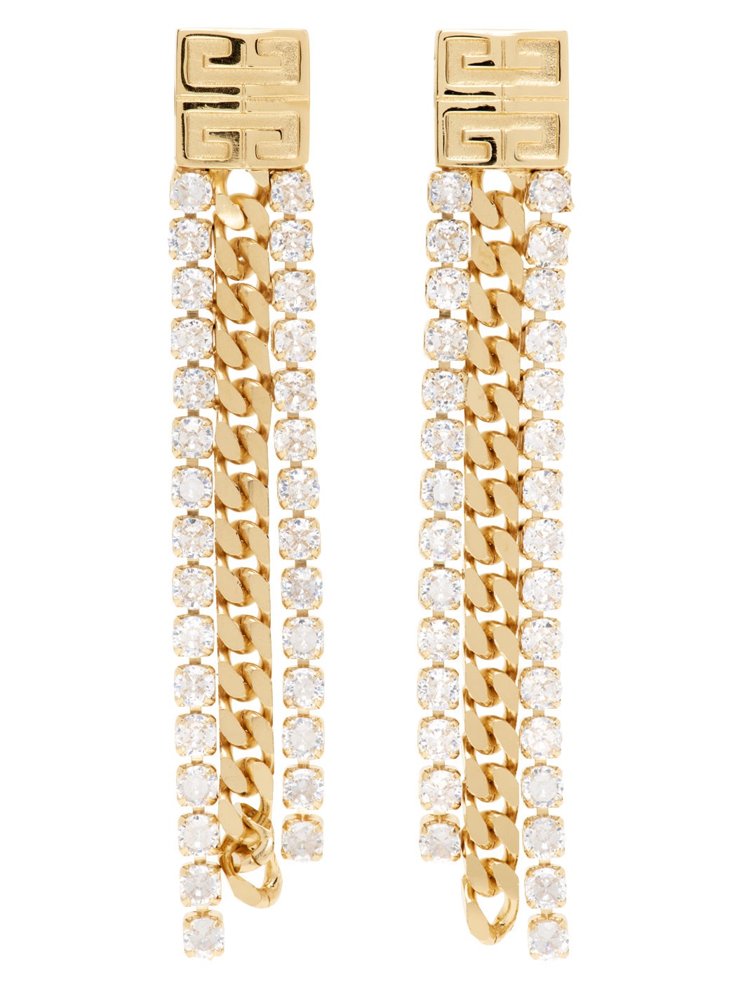 Gold 4G Crystal Earrings - 1