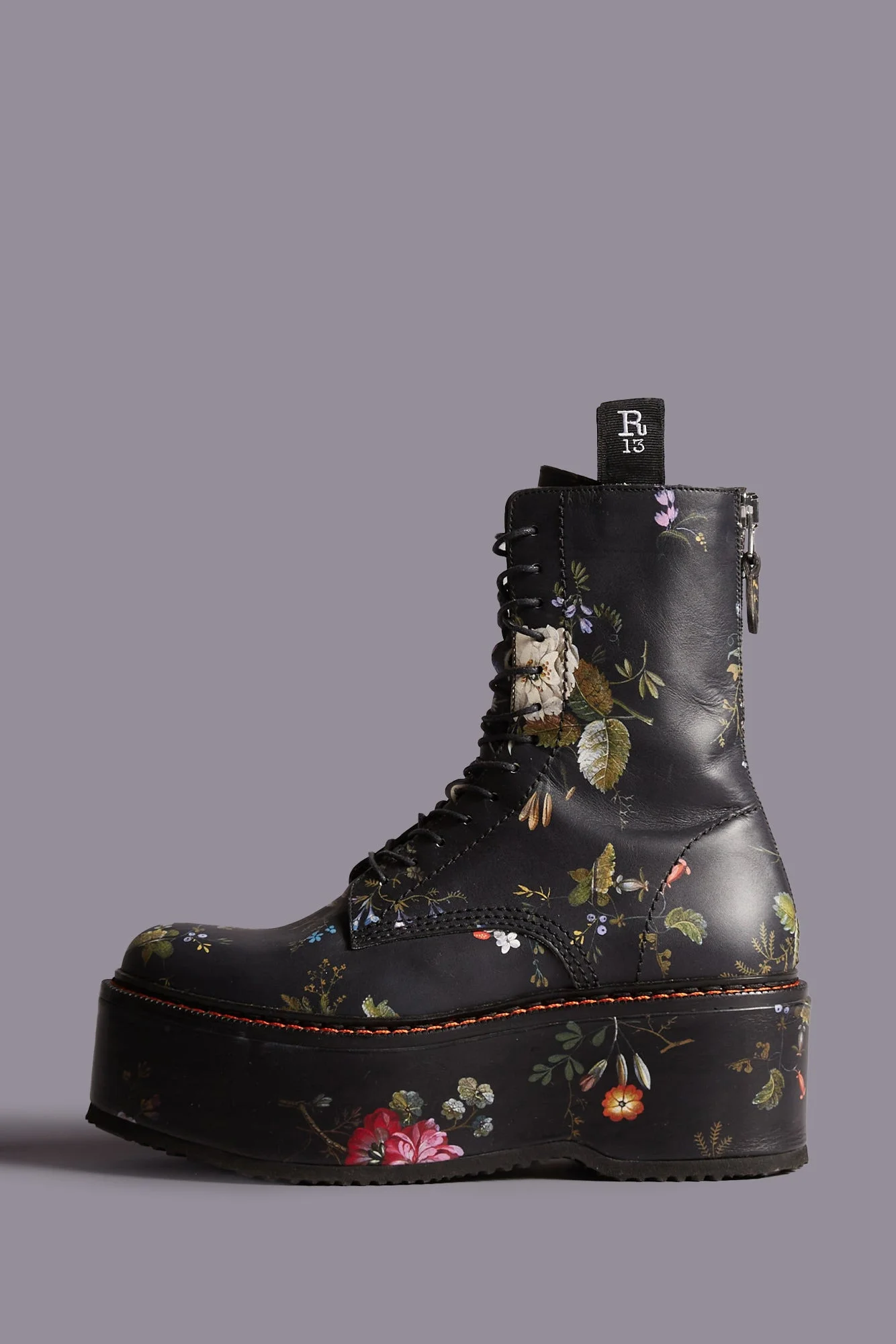 R13 DOUBLE STACK BOOT - BLACK FLORAL - 1