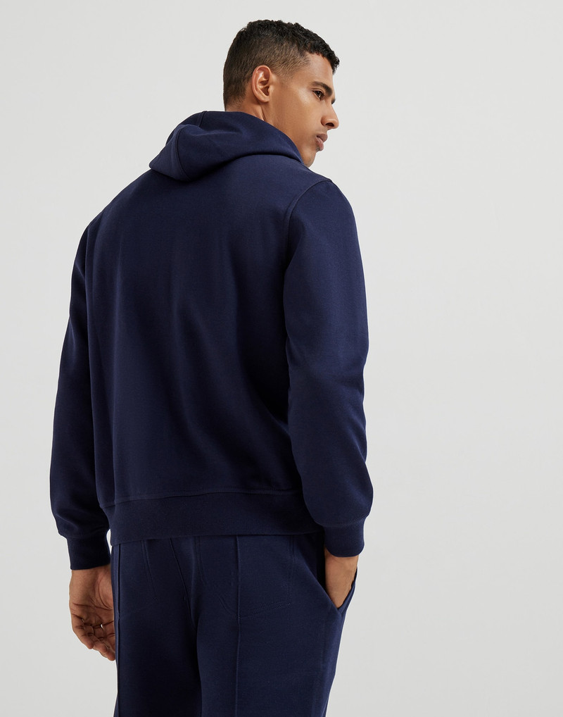 Brunello Cucinelli Cotton, cashmere and silk French terry double cloth hooded sweatshirt with zipper outlook