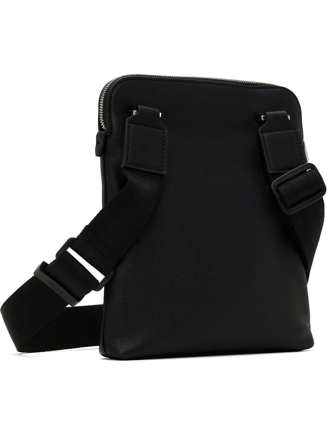 Black Pebble-Grained Faux-Leather Bag - 3