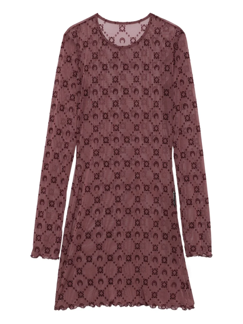 long-sleeve patterned mini dress - 1