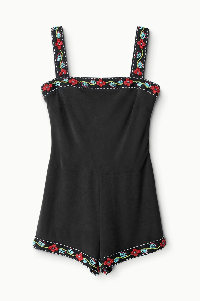 STAUD VERONICA SILK ROMPER BLACK 1