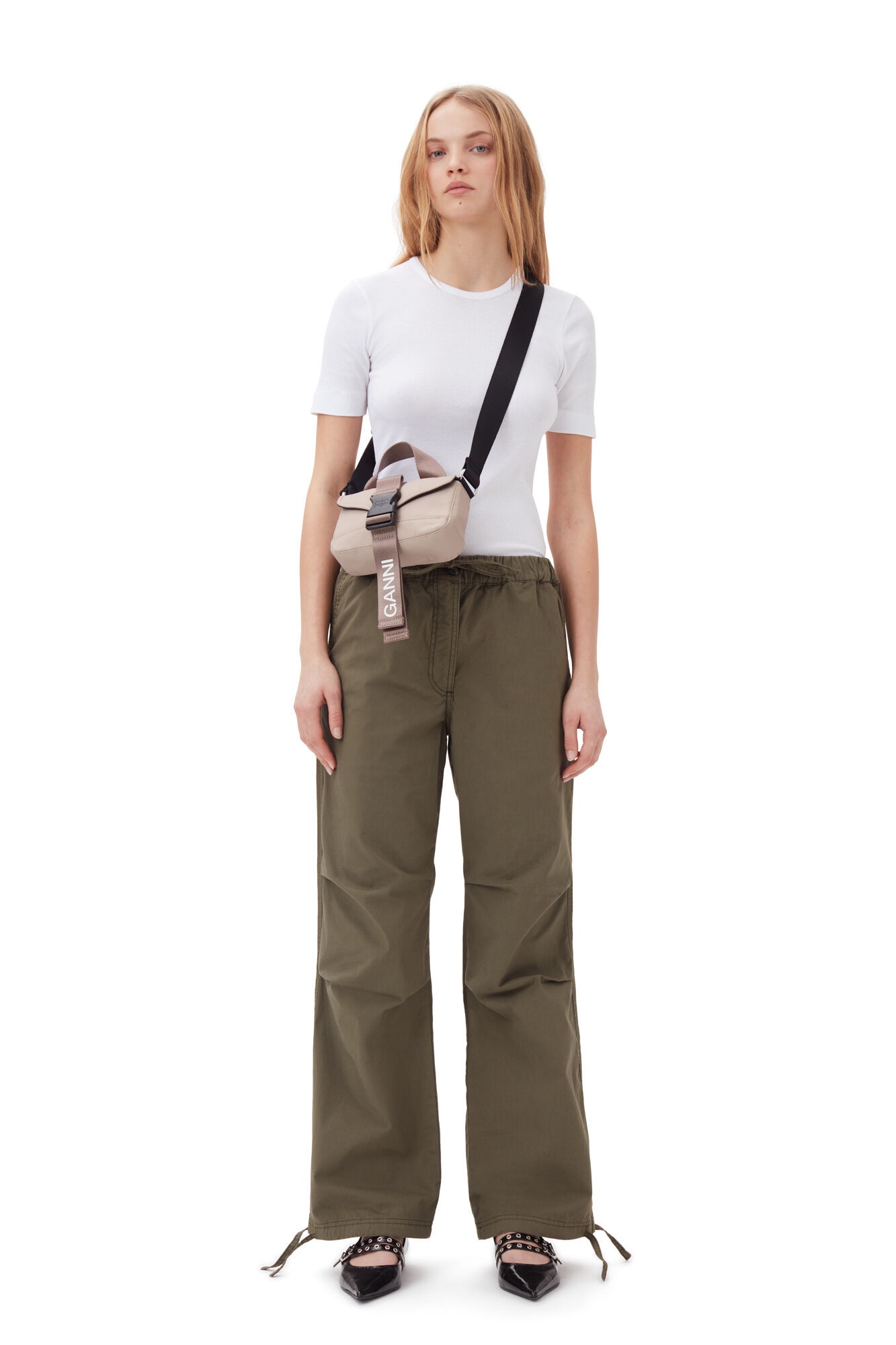 GREEN WASHED COTTON CANVAS DRAWSTRING TROUSERS - 3