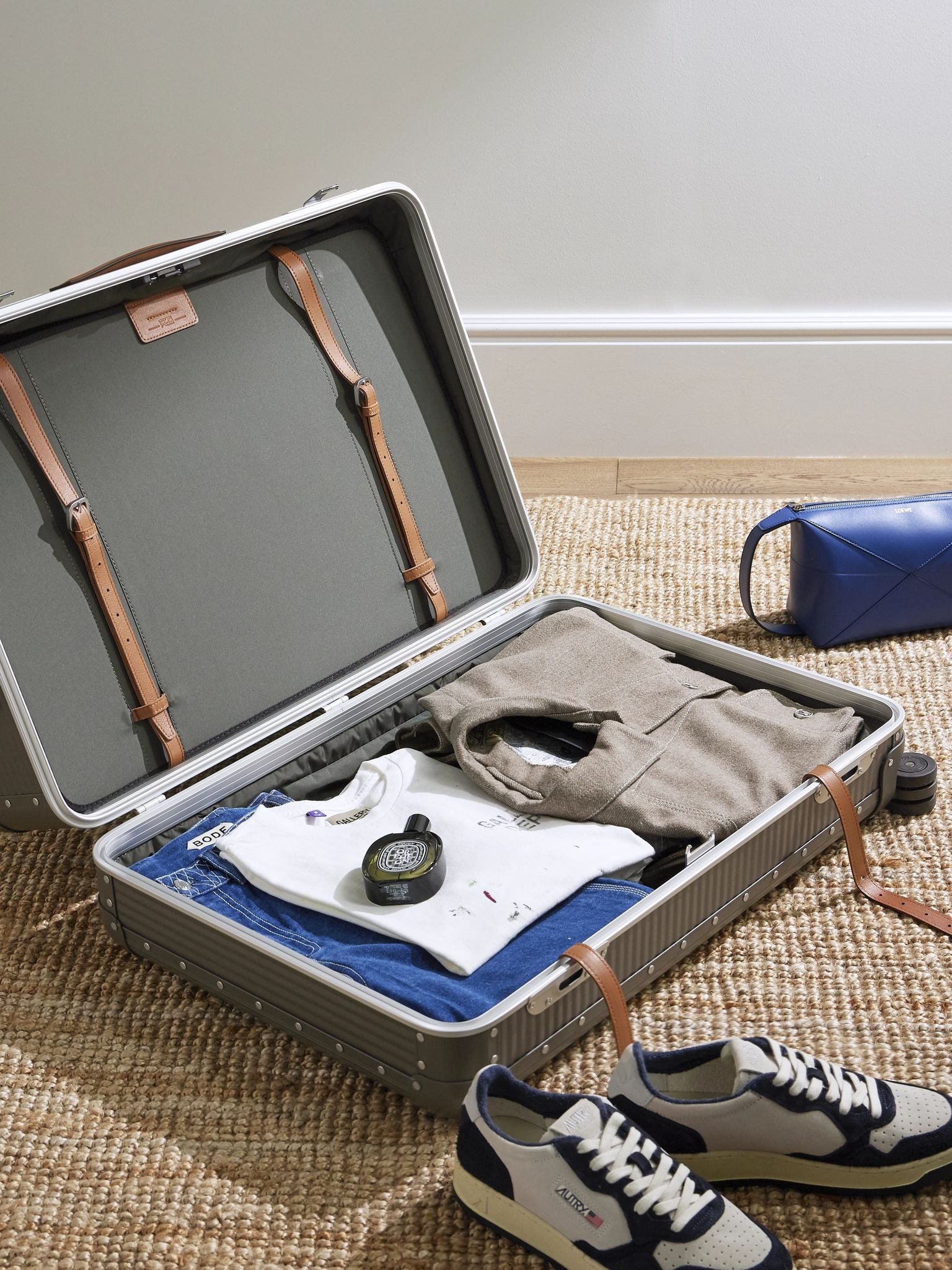 Bank Spinner 76cm Leather-Trimmed Aluminium Suitcase Gray - 2