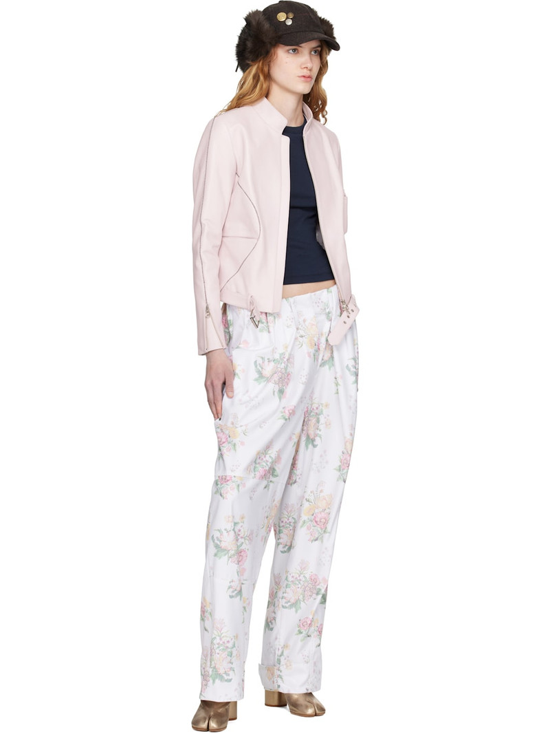 OPEN YY White Full Gather Floral Trousers outlook